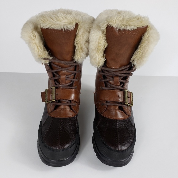 Ralph Lauren Quinta Leather Fur Lined Duck Boots - Picture 3 of 8